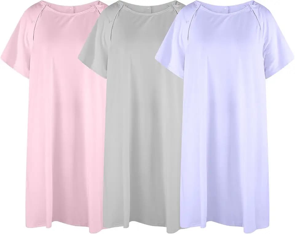 Ramede 3 Pcs Hospital Gown for Women Cotton Maternity