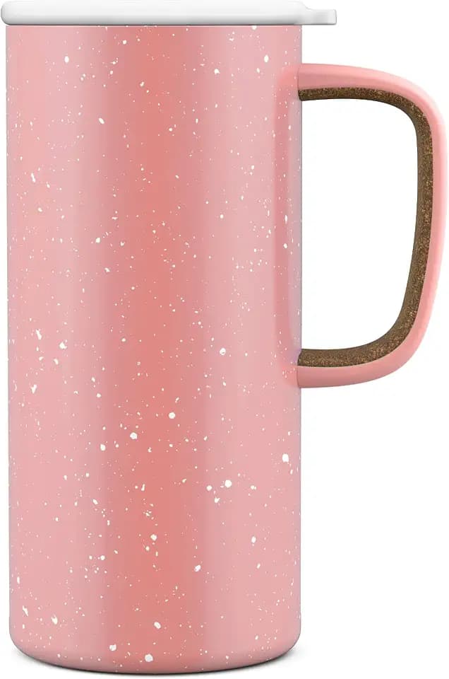 Ello Campy 18oz Insulated Stainless Steel Travel Mug with Handle, Peach