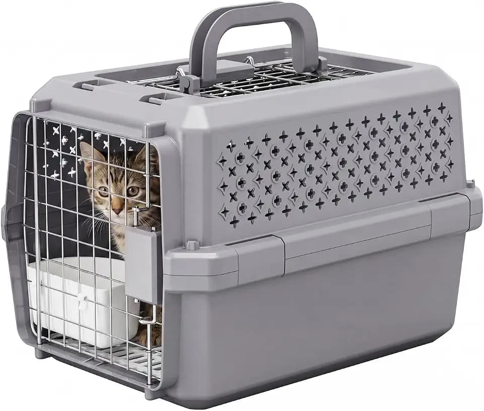 RIZZARI Carrier for Small Cats & Dogs:Secure Hard-Sided Pet Carrier