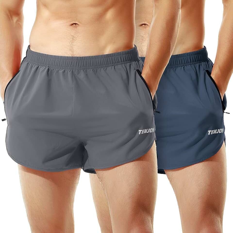 Men's Running Shorts Gym Athletic Workout Shorts for Men 3 inch Sports Shorts with Zipper Pocket