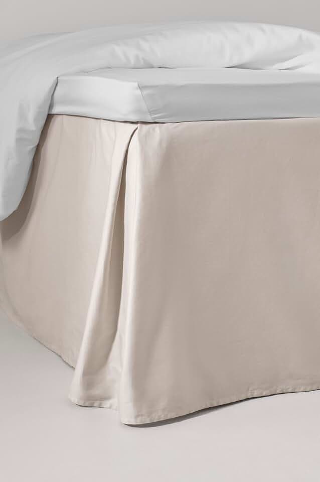 Jotex Zack Satin Volant Betthusse 100% hochwertige Bio-Baumwolle Bettrock, Höhe 45 cm, Beige 160 x 200 cm