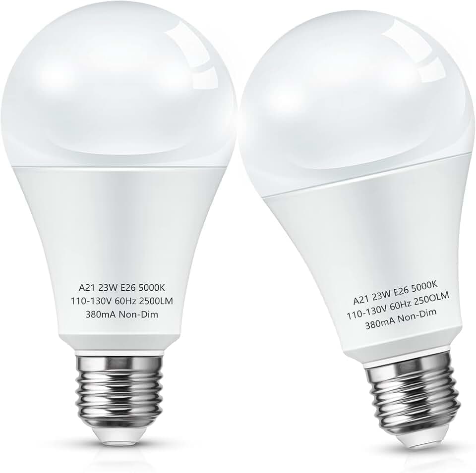 L LOHAS LED Super Bright White LED Light Bulb, A21 Garage Light Bulbs 2Pack