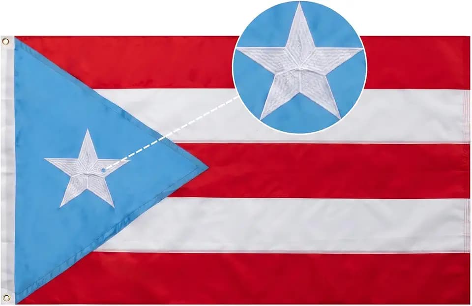 SYII Light Blue Puerto Rico Flag 4x6 FT, Embroidered Star and Double Stitched Sewn Stripes with 2 Brass Grommets, Durable Polyester Puerto Rican Flags Outdoor Banner NEW