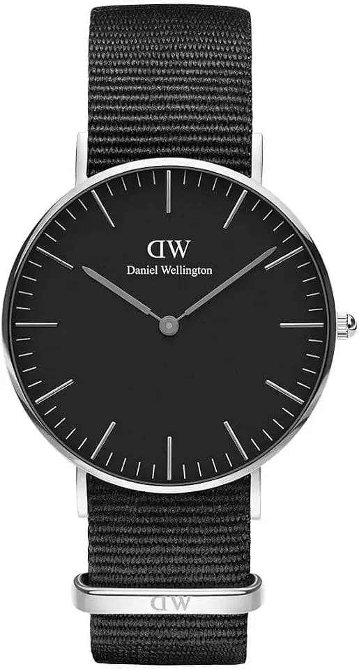 Daniel Wellington Classic Cornwall, Schwarz/Silber Uhr, 36mm, NATO, für Damen und Herren
