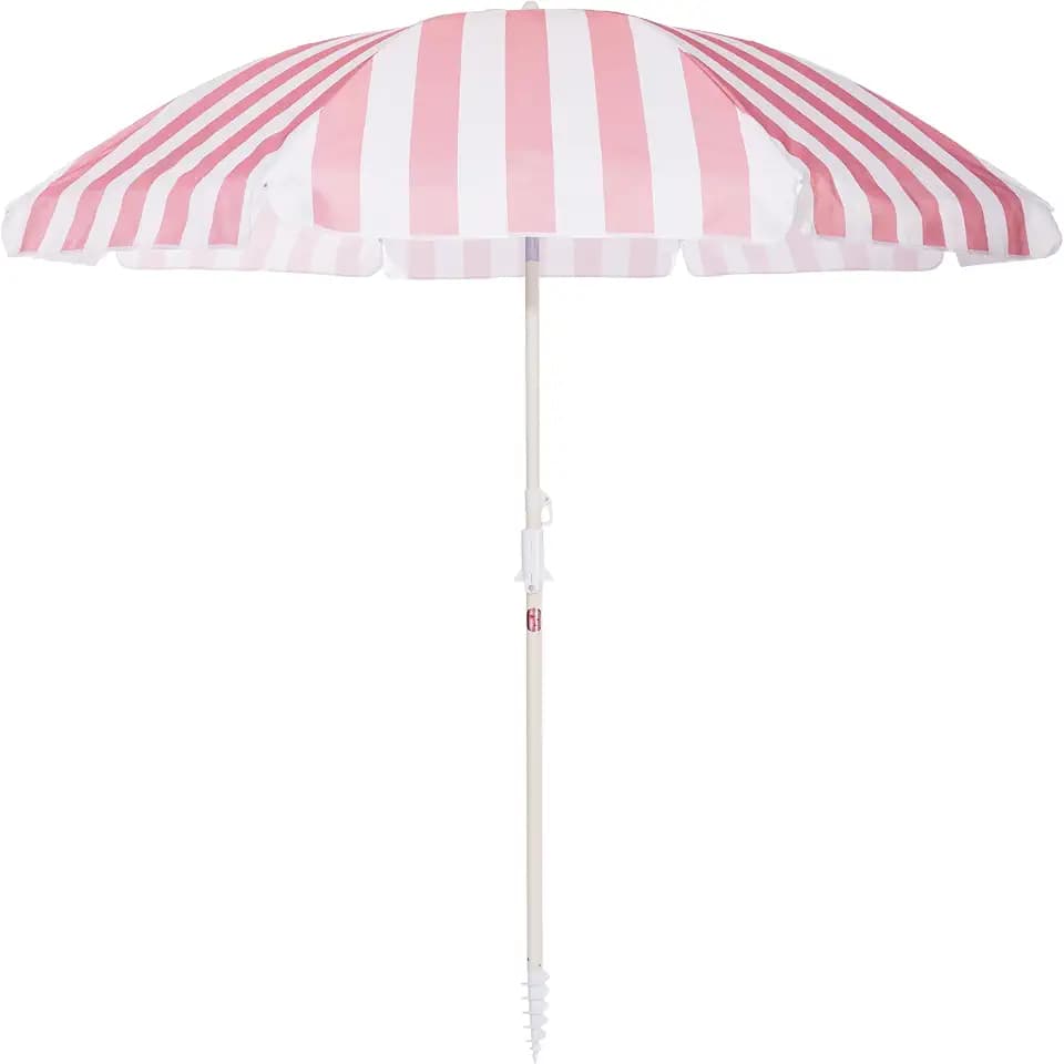Business & Pleasure Co. Margaritaville Manana Umbrella - 6.5' Beach Umbrella Sand Anchor, 7' Tall Telescopic Aluminum Pole, UPF 50+