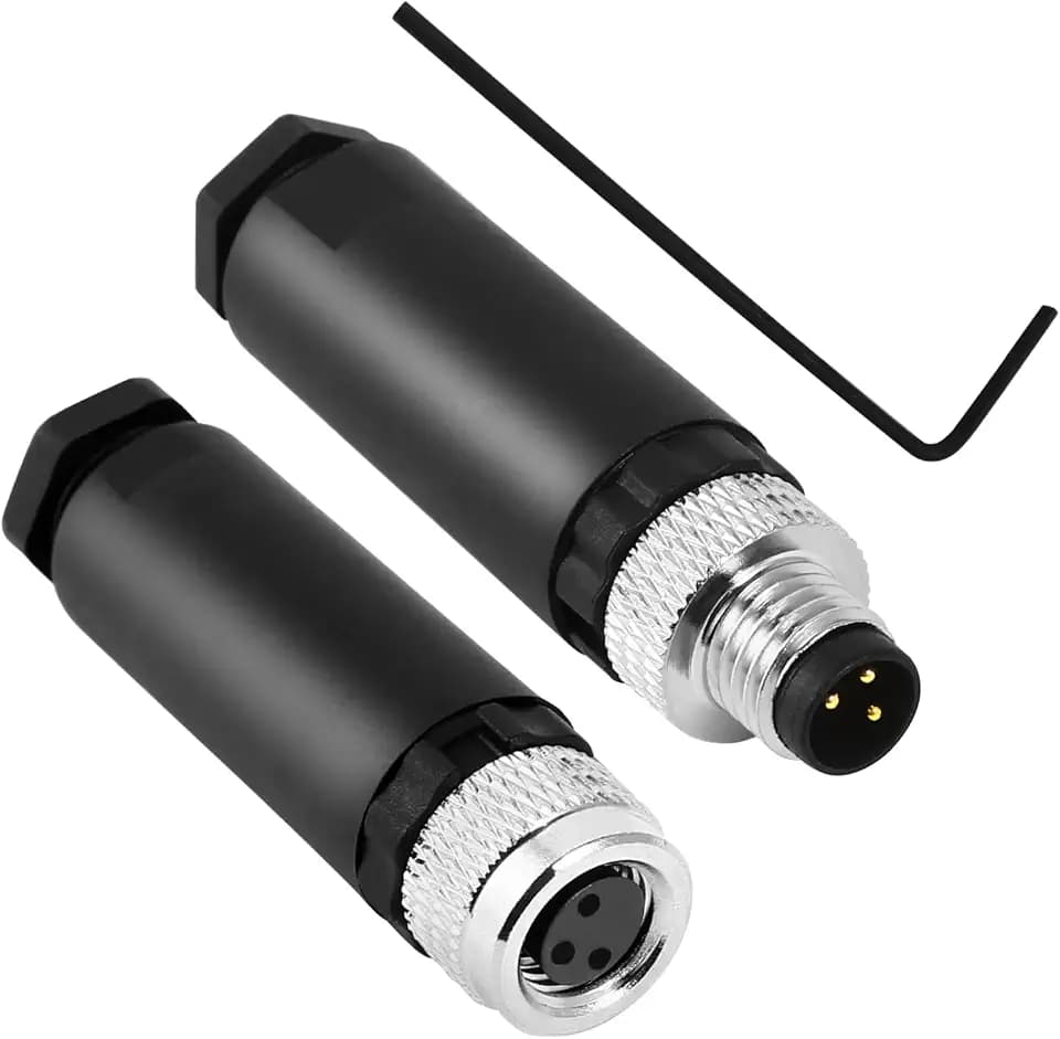 M8 3-Pin Male & Female Aviation Wire Connector, Waterproof IP67 Panel Mount Connector, 8mm Industrial Circular Sensor Interface, A-Coded, Durable for Outdoor Use, 2-Pack