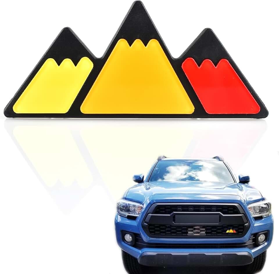Boigoo 3-Color Stripe Grille Emblem Badge Sticker Yellow/Orange/Red