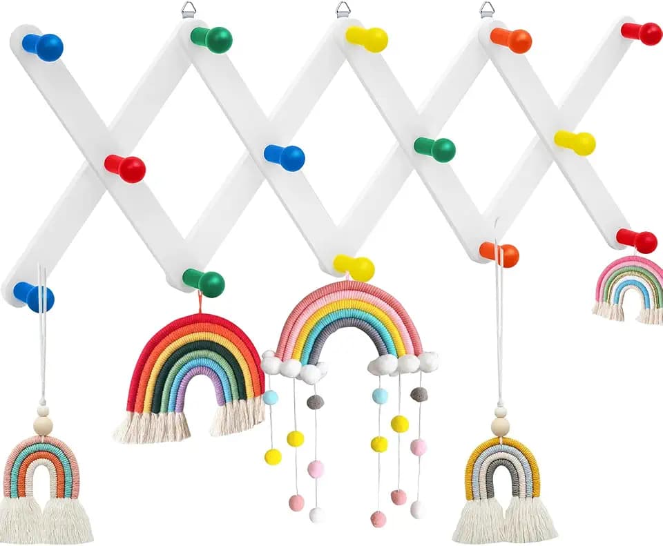 Suzile Kids Coat Rack Wall Mount Expandable Accordion, Bright Color