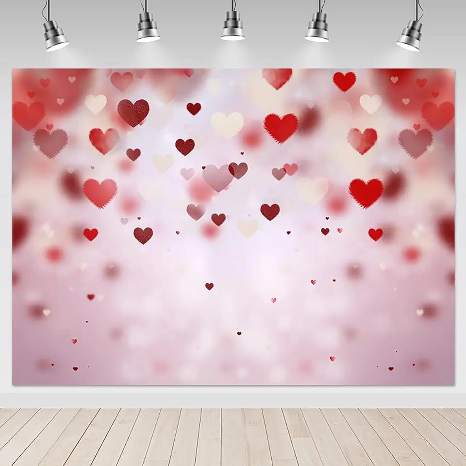 Mocsicka 8x6ft Valentines Day Backdrop-Red Heart Decoration Backdrops, Galentine's Day Photography Photo Props Backdrops Props