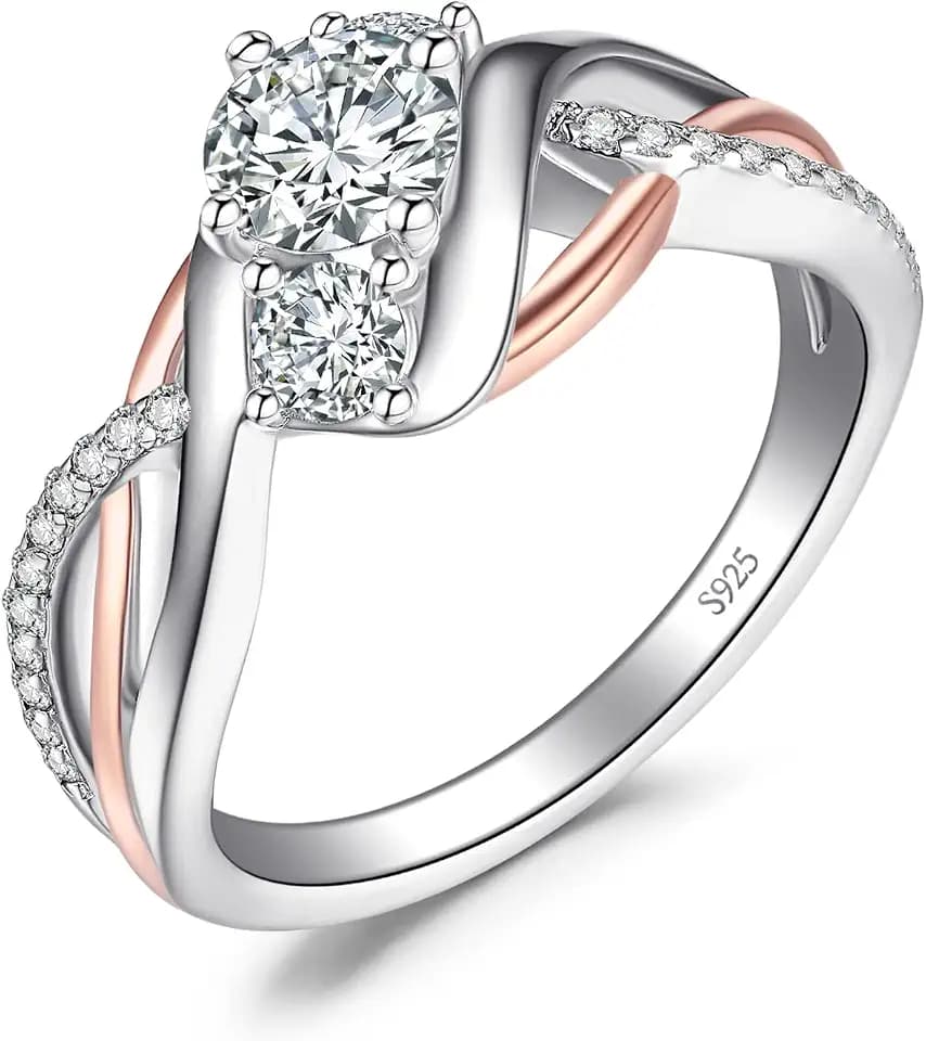 JewelryPalace Infinity Zirkonia Damen Ring, Verlobungsringe Silber 925 Damen, Unendlichkeit Promise Ring Rosegold, Simulierter Diamant Hochzeitsringe, Frauen Schmuck mit Stein