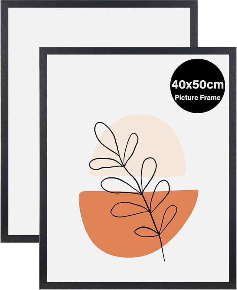 KAIWIN 2 Pack Bilderrahmen 40x50 cm, Schwarz Rahmen 40x50, Holz Fotorahmen zum Aufhängen, Posterrahmen Benutzt für Fotos, Bilder, Puzzles, Poster