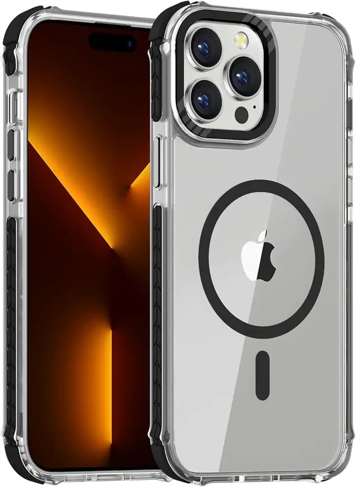 DEERLAMN Strong Magnetic Case for iPhone 13 Pro Max 6.7-Inch, Clear Black