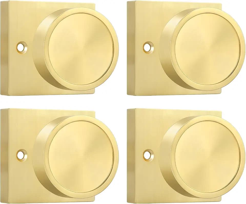 Goldenwarm 2 Pack Gold Door Knobs, Gold Dummy Interior Door Knob, No-Turning Door Dummy Knob for Closet Doors, Zinc-Alloy Heavy Duty