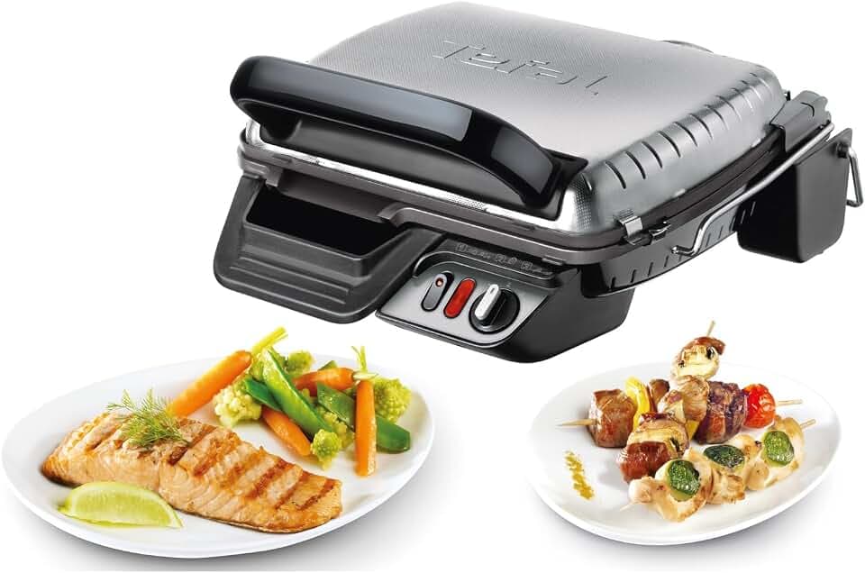 Tefal Kontaktgrill 2-in-1, Sandwichmaker, aufklappbar als Tischgrill/BBQ mit doppelter Grillfläche, regelbarer Thermostat, antihaftbeschichtet, 2000W, 32 x 32 x 14 cm, GC3050
