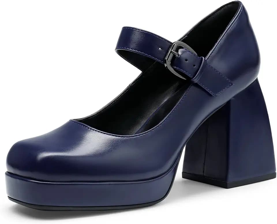 DREAM PAIRS Women's Mary Jane Platform Chunky High Heels