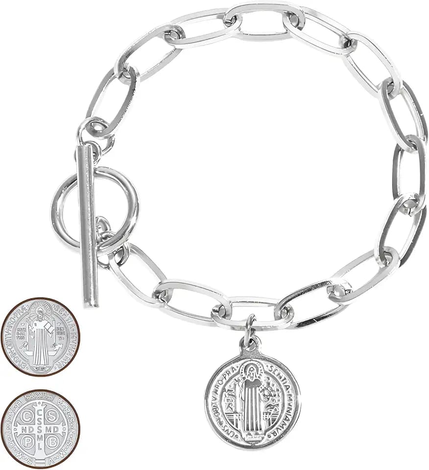 925 Sterling Silver Saint Benedict Bracelet For Men And Women - Rosario De San Benito For Men And Women, Catholic Religion St. Benedict Bracelet, Pulseras De San Benito, Gift For Women And Men
