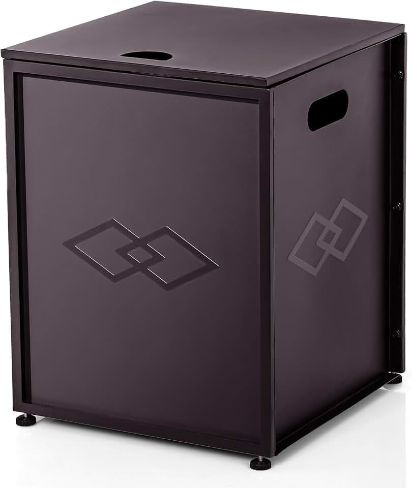 Propane Tank Cover Table – 20LB Outdoor Gas Cylinder Hideaway Storage Box with Side Handles – Metal Side Table for Garden Fire Pits