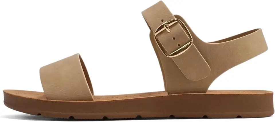 Soda PLENTY ~ Women's Strappy Ankle Wrap Buckle Fashion Flat Sandals