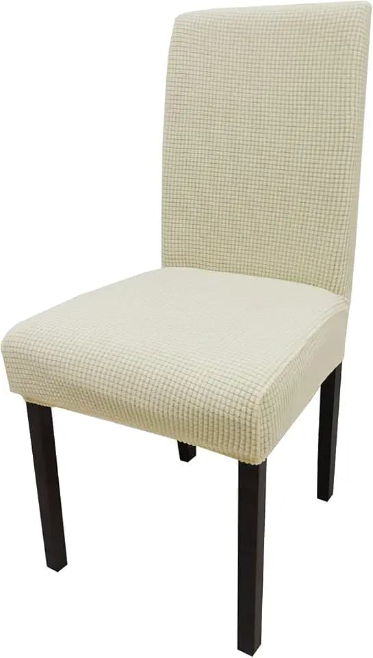 Stretch Stuhlhussen 6er Set, Jacquard Beige Stuhlbezug