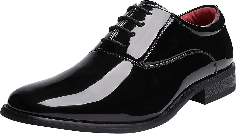 Bruno Marc Men's Faux Patent Leather Tuxedo Dress Shoes