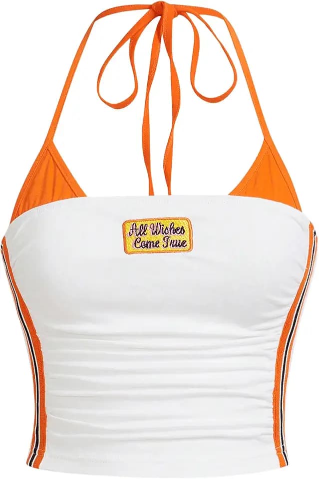 SOLY HUX Women's Halter Crop Tops Y2K 2000s Summer Camisole Top