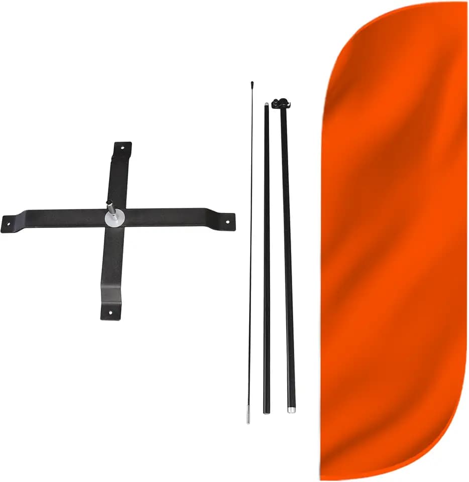 LookOurWay Feather Flag Pole Kit - 7 Feet Tall Advertising Banner with Fiberglass Pole Set and Ground Spike for Business Promotion - Food Flags