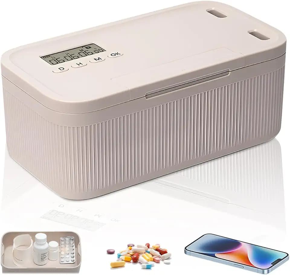 Safe Timed Lock Box, Handy Safe mit Zeitschloss, Handy Gefängnis mit Timer, Zeitverriegelungsbehälter mit 2 Arbeitsmodus, Patientenmedikation, Suchtmanagement, 23,9x13,1x 9,6 cm