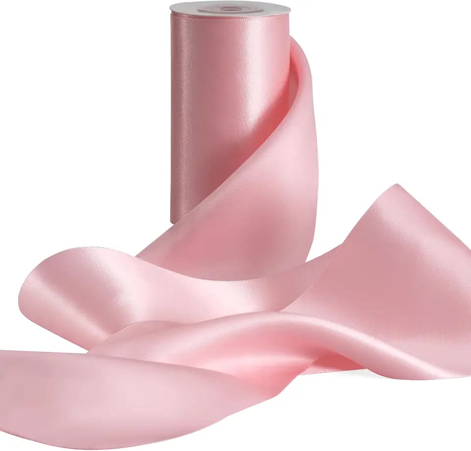 Pink Satin Ribbon 4 inch Wide Double Faced Satin Ribbon Thick Light Pink Fabric Ribbon for Gift Wrapping Baby Shower Valentine Wedding Decor Birthday Party Decor Chair Sash Crafts -10 Yards