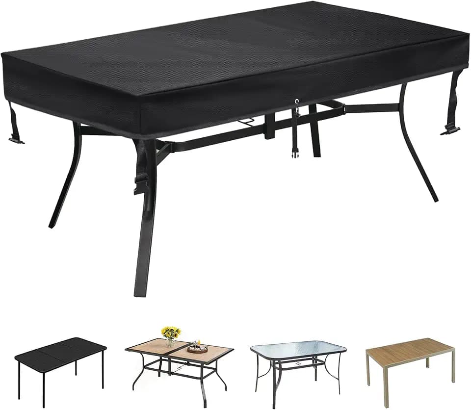SUNICO Outdoor Table Covers Waterproof Rectangle 72x35x6in for Patio,Black