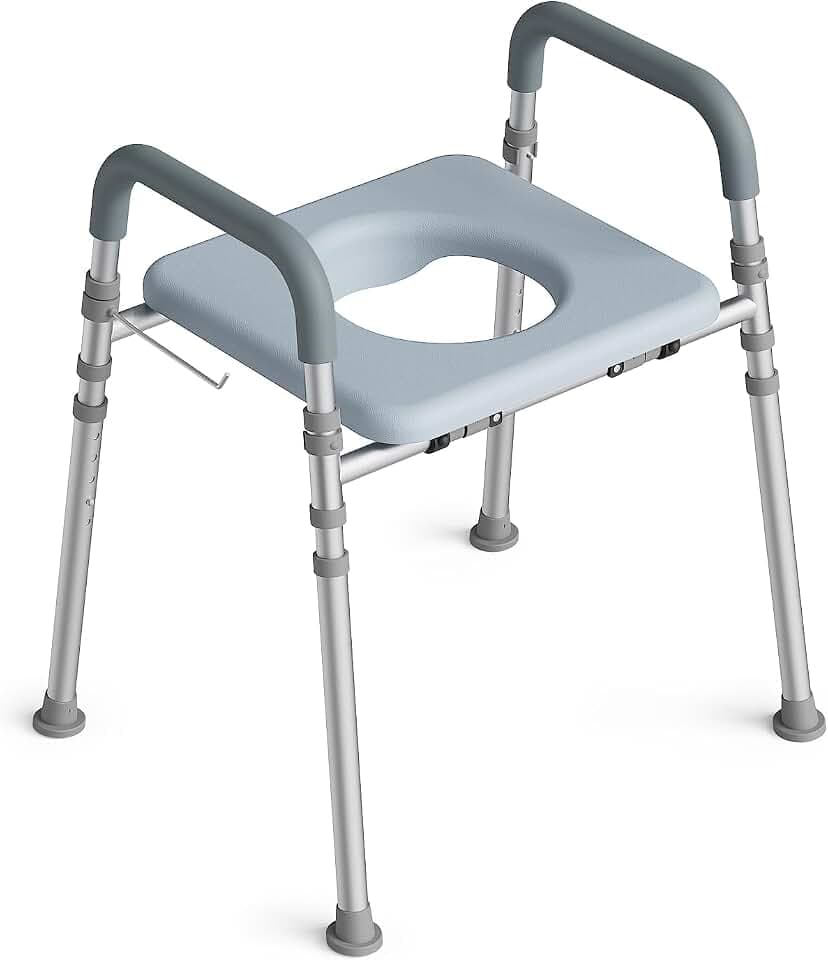 Loyoda Toilet Seat Riser with PU Padded Seat for Seniors, 350 lb Capacity