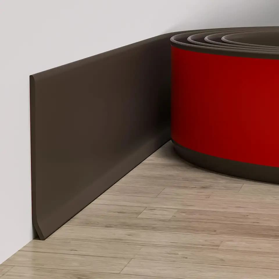 Duzzy Flexible Baseboard Molding Trim, 6 Inch(W) x 40 Feet(L) Peel and Stick Rubber Wall Trim Molding, Self-Adhesive Vinyl Wall Base Cove Base