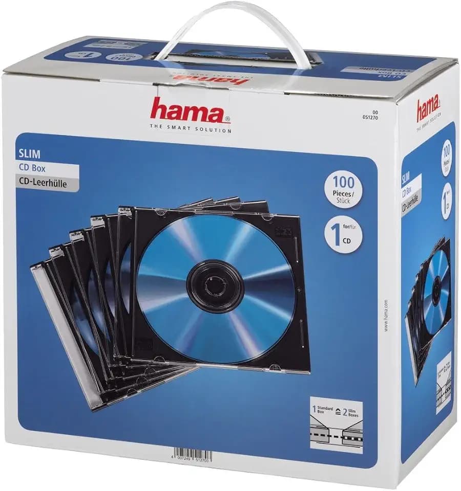 Hama CD-Leerhüllen Schutzhülle, 100er Pack, Slim Line, Höhe 5mm