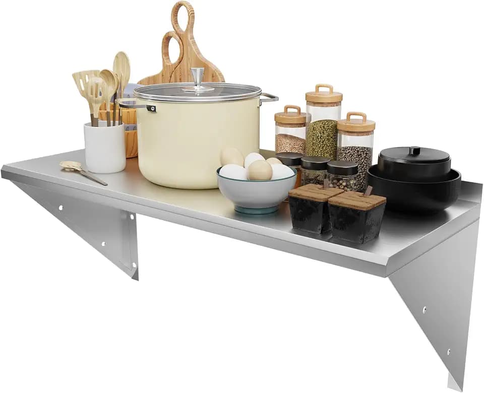 Edelstahl Wandregal Gastro 100x30cm,Hängeregal Küche Tragfähigkeit 80 kg, Regalbrett Wandboard Gewürzregal Geeignet für Küchen, Restaurants, Hotels usw.
