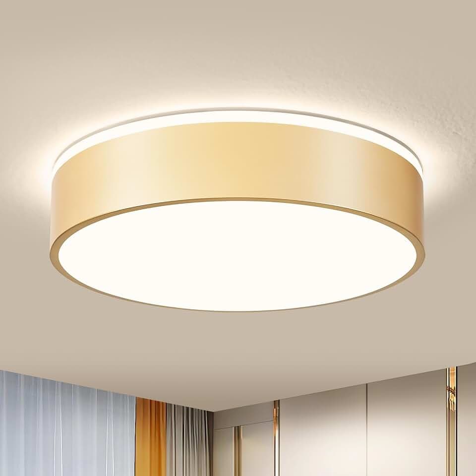 Moderne Deckenlampe, LED Deckenleuchte Gold Metall, 4000K,36W