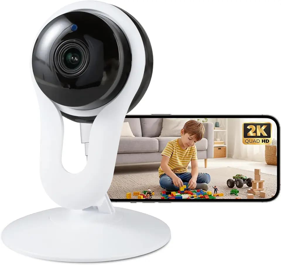 2 Pack Smart Indoor Home Camera, 2K WiFi Cameras for Pet & Family Monitoring, Motion & Sound Alerts, Night Vision, 2-Way Audio, Alexa Compatible