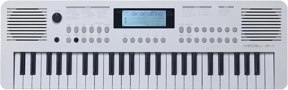Medeli MK49 49 Key Portable Keyboard, White
