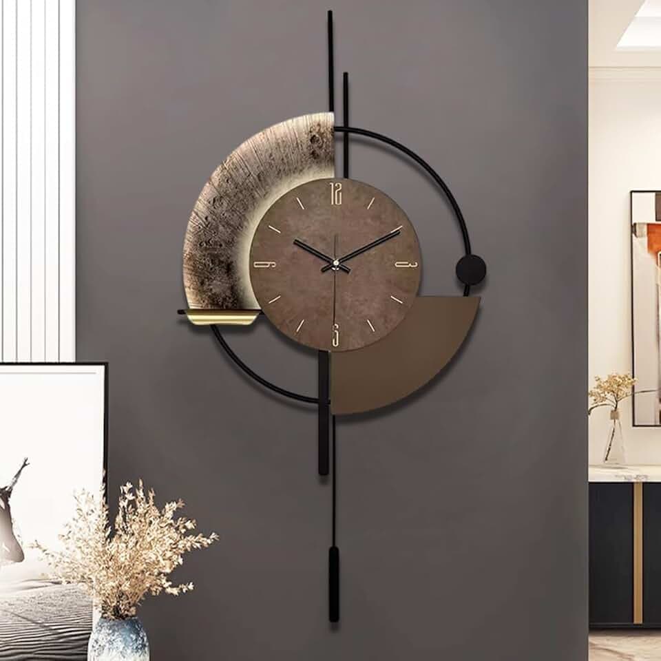 Wanduhr, dekorative Wanduhren mit Pendel, leise Qualität Quarzuhr batteriebetrieben, große Uhr für Wohnzimmer, Küche, Haus, Bad, Schlafzimmer Wanddekor, 16.5 * 31.5 Zoll