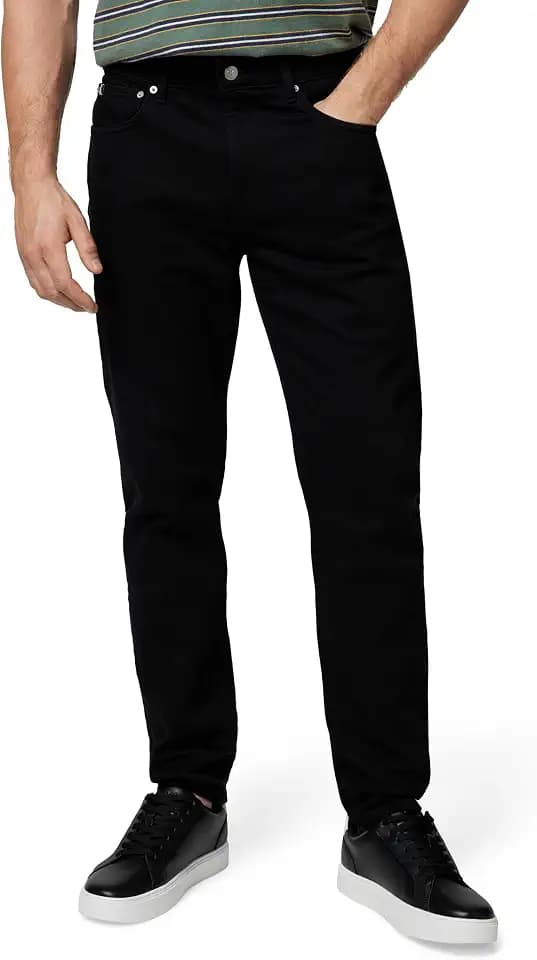 Calvin Klein Herren Jeans Hose Slim Tapered Fit, Schwarz (Denim Black), 34W/32L