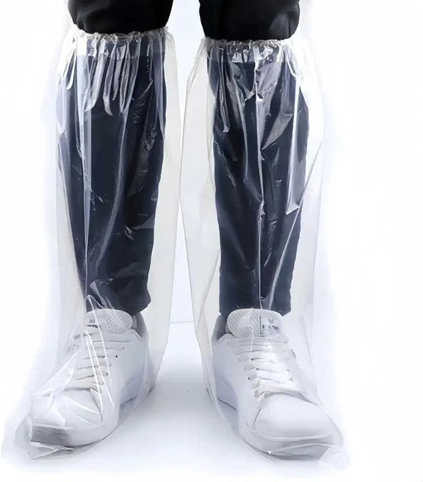 16 PCS Shoe Covers Disposable Non Slip,Thickened Waterproof Shoes Covers,19 inch Tall,Long Plastic Waterproof Shoes and Boots for Rain Covers Thicken Shoe Protector for Men and Women (8 Pairs,Clear)