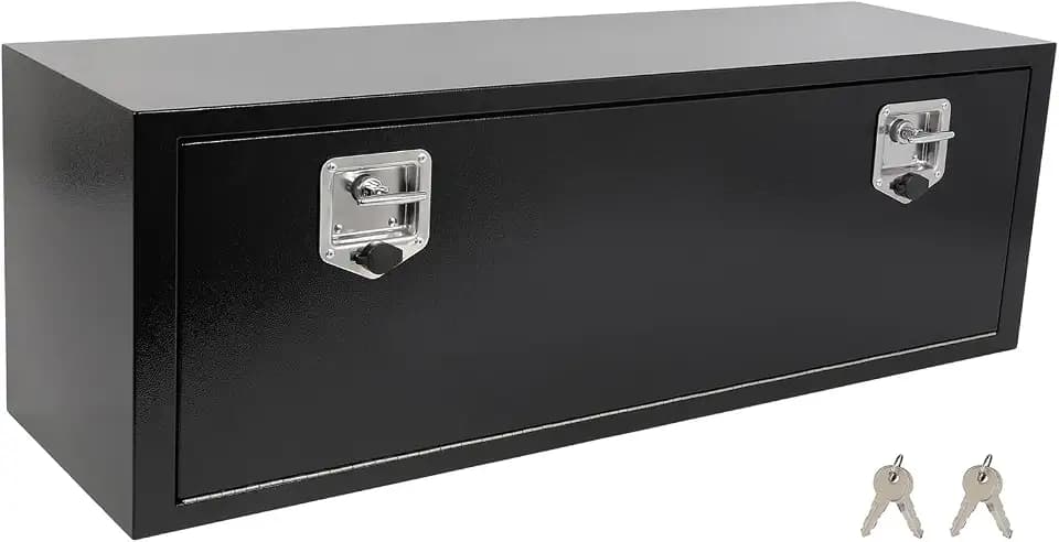 SCITOO 48" Iron Truck Bed Tool Box,Heavy Duty Crossover Storage for Most Full Size Pickups,Lockable Weatherproof Chest,Fits 48"WX16"DX16"H Truck Beds,Easy Access to Load and Unload