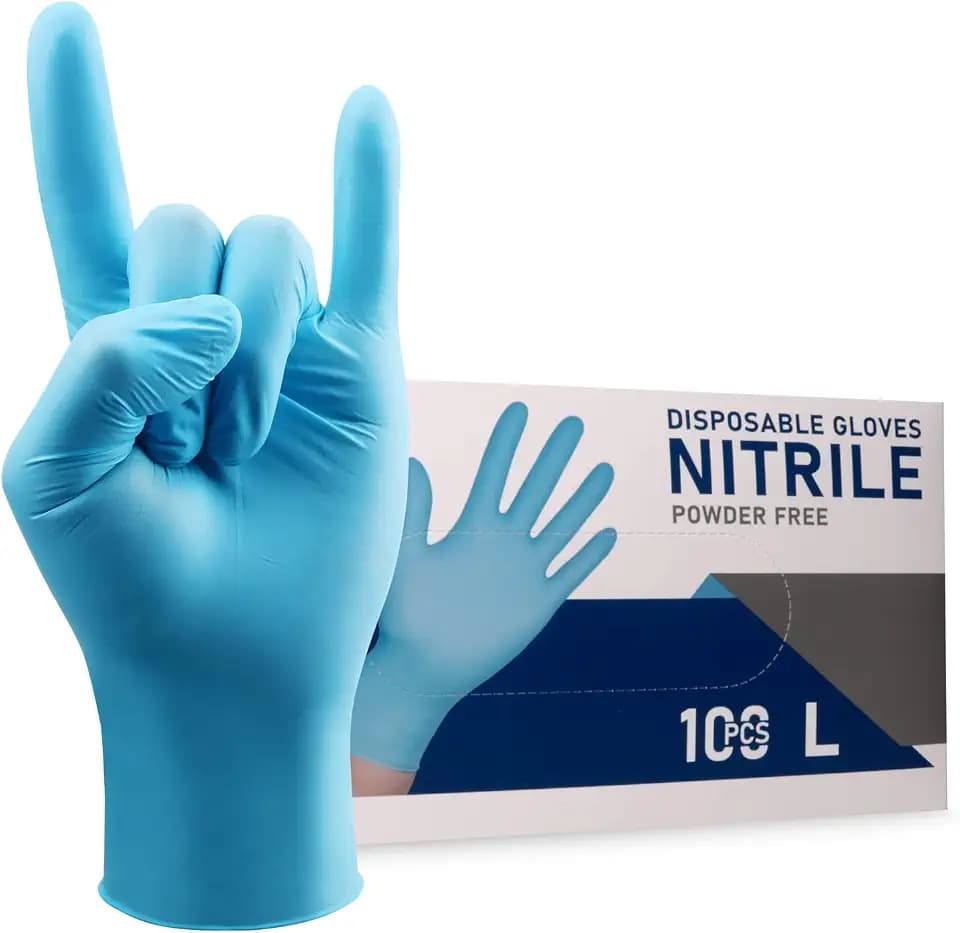 Wostar Nitrilhandschuhe, Einweg Handschuhe, Puderfrei Latexfrei Nitrilhandschuhe, 100 Stück/Karton (L)