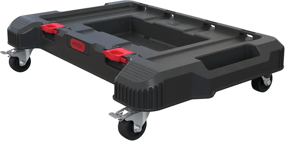 Keter Stack-n-Roll Dolly – Heavy-Duty Rolling Base Cart with Locking Wheels | Modular Mobile Workstation & Tool Storage Platform | Durable, Easy-Glide Design for Garage, Jobsite & Workshop