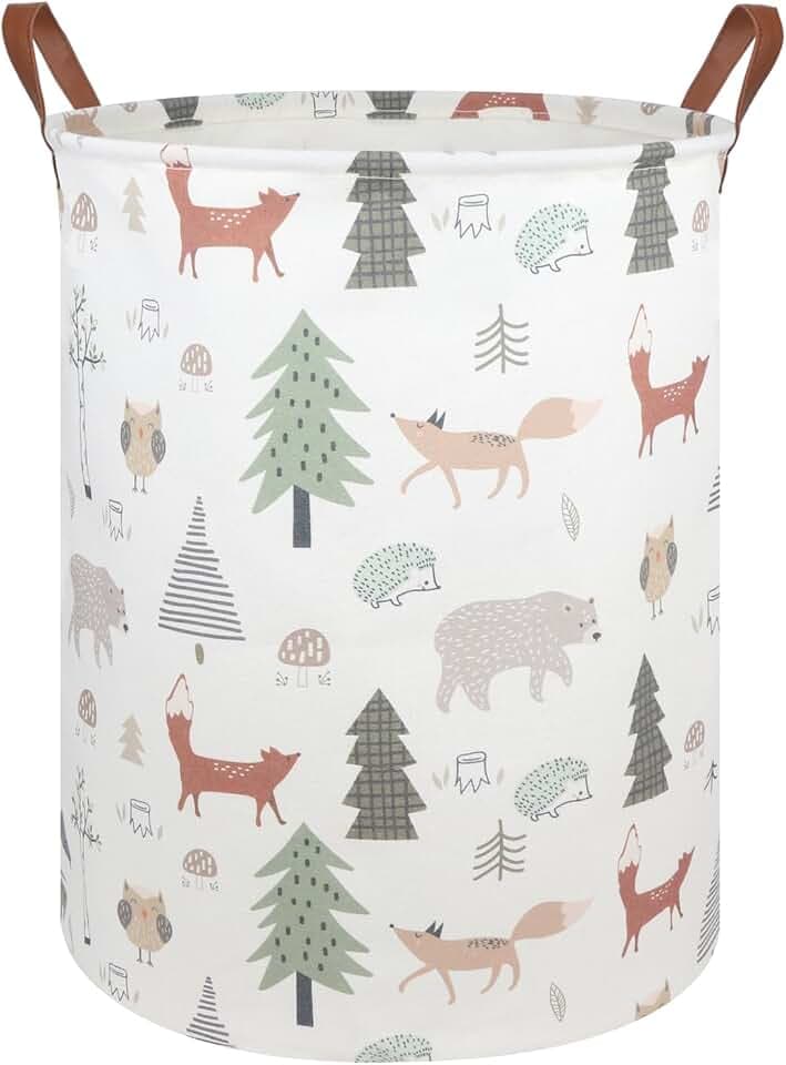 FXOLCSHE Animal Baby Laundry Basket,Woodland Animals Baby laundry hamper,Toy basket for boys,Nursery Hamper Gift Baskets for Bedroom,Toy Bin,Gift Basket.Baby room decor(Animal)