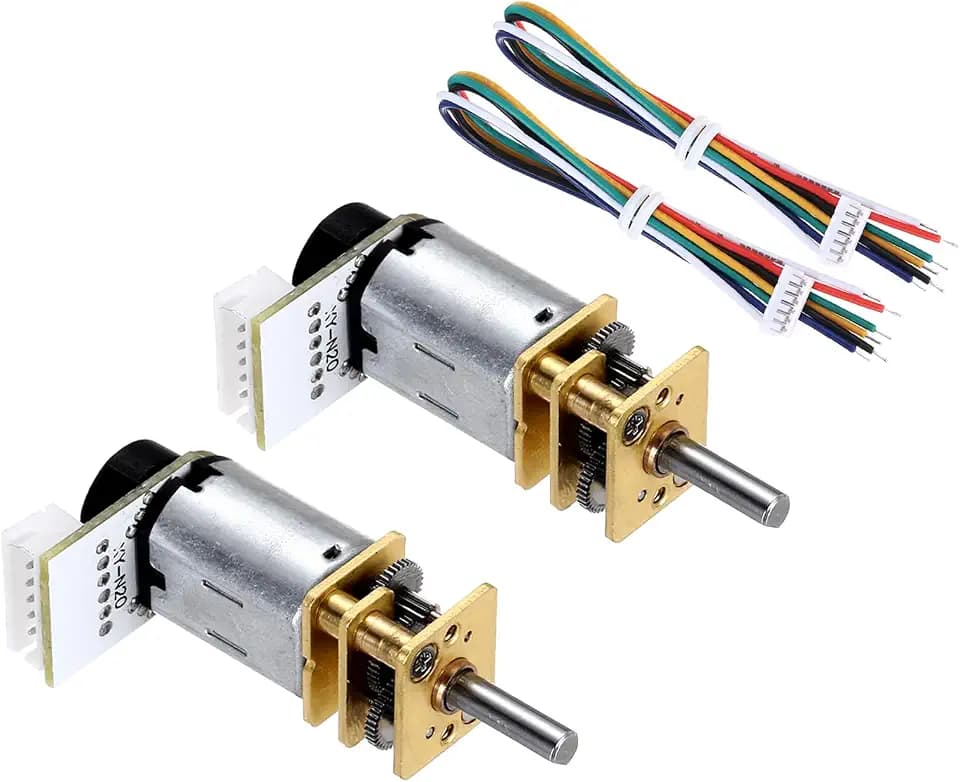 MECCANIXITY 2pcs 600RPM Micro Gear Motor with Encoder, N20 DC12V Gearbox High Torque Electric Reduction Motor for Robot Wheel RC Car