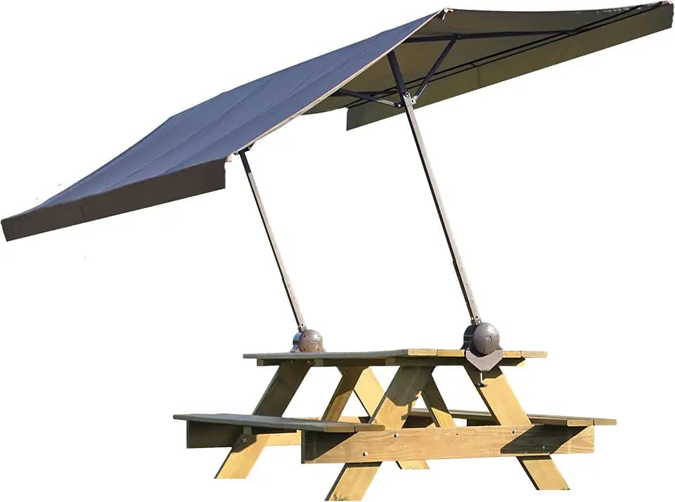 ShadeLogic Quick Clamp Canopy Tilt Mount, Portable Clamp-On Sun Shade with Adjustable Height, 20° Tilt & 360° Rotating Clamps, UV-Resistant Water-Repellent Canopy Cover, Tan
