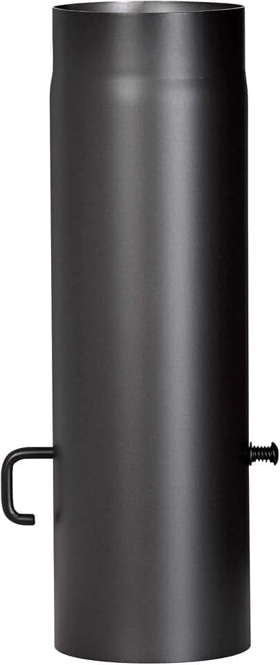 FIREFIX R150/5D Ofenrohr aus 2 mm starken Stahl (Rauchrohr) in 150 mm Durchmesser, für Kaminöfen und Feuerstellen, Senotherm, schwarz, 500 mm lang mit Regulierklappe
