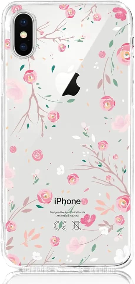 DAPP Schutzhülle für iPhone X, Serie Dolce Vita, Silikon, transparent, für Mädchen/Damen, mit Buntem Kaktus-Blumenmotiv