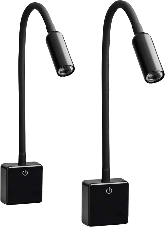SEBSON LED Steckdosenlampe dimmbar mit Schalter, Schwarz, flexibel - 2er