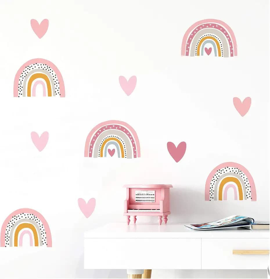 Little Deco Wandtattoo viele Regenbogen mit Herzen DL486