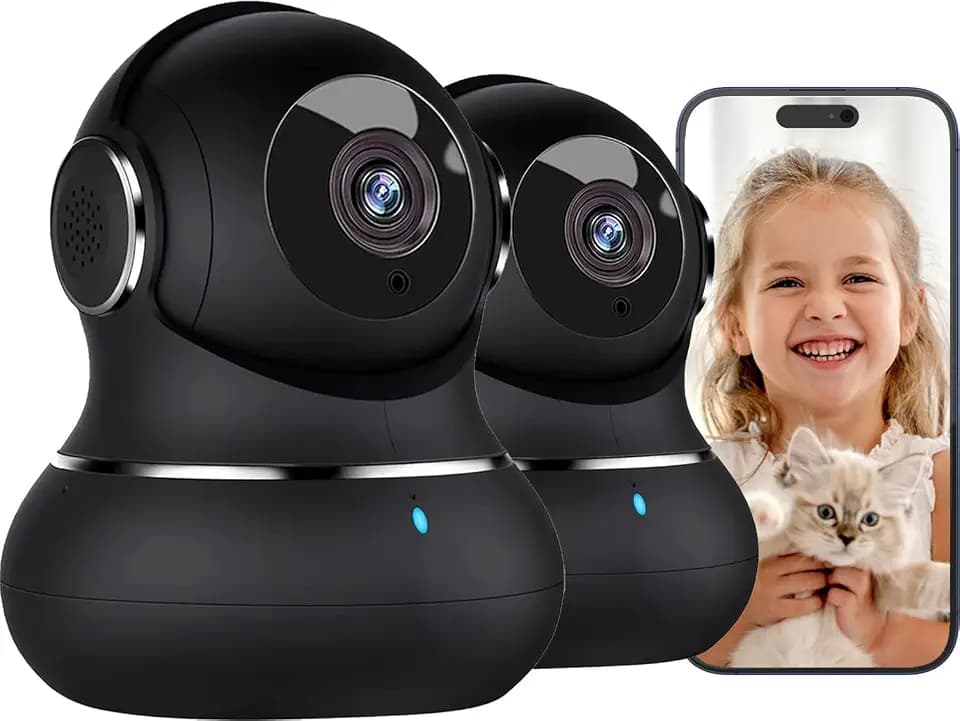 litokam Little elf Überwachungskamera 2 Stück, 2K Babyphone mit Kamera mit Bewegungserkennung, Nachtsicht, 2-Wege-Audio, WLAN Kamera Überwachung Innen für Hunde, Haustierkamera mit App, Alexa